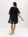 Pure Cotton Tie Detail Mini Kaftan Dress