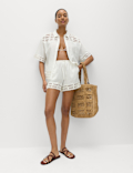 Pure Cotton Lace Insert Beach Shorts