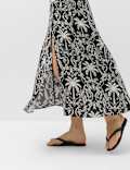 Linen Lyocell Blend Printed Midi Shirt Dress