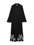 Linen Rich Palm Tree Collared Midi Shirt Dress