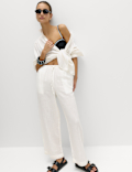 Pure Cotton Drawstring Beach Trousers