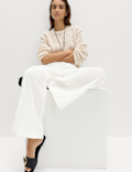 Cotton Rich Beach Trousers with Linen