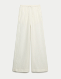Cotton Rich Beach Trousers with Linen