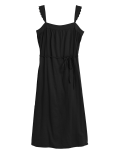 Linen Rich Square Neck Midi Shift Dress
