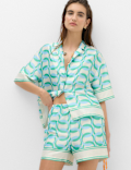 Satin Printed Short Sleeve Beach Shirt