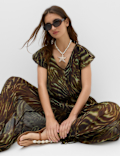 Printed Puff Sleeve Volume Top