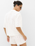 Cotton Rich Textured Collared Beach Cover Up Shirt