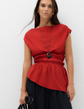 Linen Rich Slash Neck Top