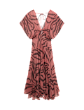 Sheer Animal Print V Neck Midi Beach Dress