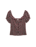 Linen Rich Polka Dot Square Neck Top