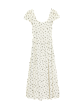 Linen Rich Floral Scoop Neck Maxi Dress
