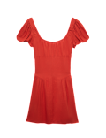Linen Blend Square Neck Puff Sleeve Mini Dress