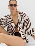 Pure Cotton Animal Print Beach Cover Up Shirt