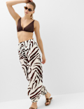 Pure Cotton Animal Print High Waisted Parachute Trousers