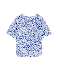 Pure Linen Printed Round Neck T-Shirt