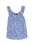 Linen Blend Printed Ruffle Vest Top