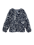Linen Rich Printed V-Neck Blouse