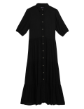Button Through Maxi Tiered Dress