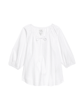 Linen Rich Tie Neck Blouse
