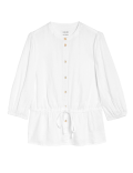 Pure Linen Round Neck Waisted Blouse
