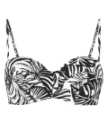 Monochrome Leaf Wired Bandeau Bikini Top