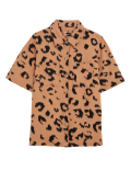 Linen Rich Animal Print Collared Shirt