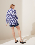 Pure Linen Printed Oversized Shirt