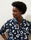 Pure Linen Printed Oversized Shirt