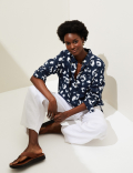 Pure Linen Printed Oversized Shirt