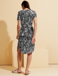 Jersey Monochrome Leaf Belted Beach Dress
