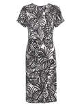 Jersey Monochrome Leaf Belted Beach Dress