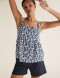Pure Linen Ditsy Floral Button Cami Top