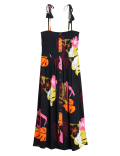 Floral Midi Shirred Beach Dress