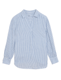 Pure Linen Striped Long Sleeve Blouse
