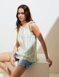 Pure Linen Striped Sleeveless Cami Top