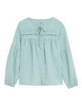 Pure Linen Tie Neck 3/4 Sleeve Blouse