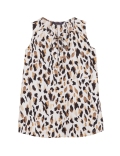 Pure Linen Animal Print Tie Neck Vest Top