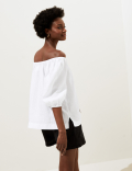 Pure Linen Puff Sleeve Blouse