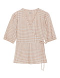 Linen Rich Checked Short Sleeve Blouse