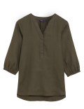Pure Linen Collarless 3/4 Sleeve Blouse