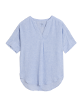 Pure Linen Short Sleeve Popover Blouse