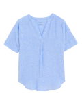 Pure Linen Short Sleeve Popover Blouse