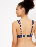 Striped Ribbed Plunge Bikini Top