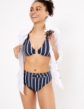 Tummy Control Striped High Waisted Bottoms