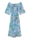 Printed Bardot Midi Beach Dress