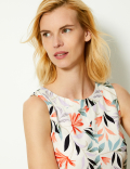 Linen Rich Leaf Print Shift Dress