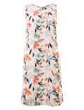 Linen Rich Leaf Print Shift Dress