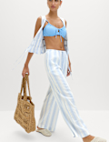 Pure Cotton Striped Beach Trousers