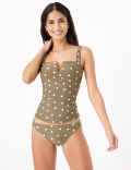 Spot Print V Wire Tankini Top