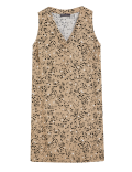 Linen Animal Print Knee Length Shift Dress